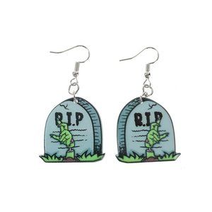 RIP Zombie Headstone Earrings